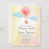 Waterverf Hete Luchtballon Bruiloft Kaart (Voorkant)