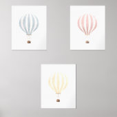  Waterverf Hete Luchtballon Kwekerij Decor Muurkunst Sets (Voorkant)