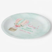 Waterverf Hete Luchtballon Mint Roze Perzik Papieren Bordje (Gekanteld)