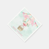 Waterverf Hete Luchtballon Mint Roze Perzik Servet (Hoek)