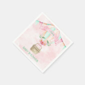 Waterverf Hete Luchtballon Mint Roze Perzik Servetten (Hoek)