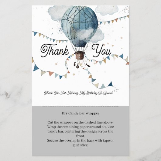 Waterverf Hete Luchtballon // Snoep Bar Wrapper Flyer (Voorkant)