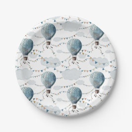 Waterverf Hete Luchtballon Wit // Verjaardag van h Papieren Bordje