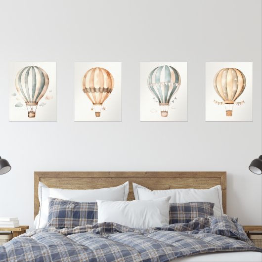  Waterverf Hete Luchtballons Kwekerij Muurkunst Sets (Slaapkamer)