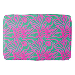 Waterverf Hete roze Aqua Oversize Damask Geïnspire Badmat