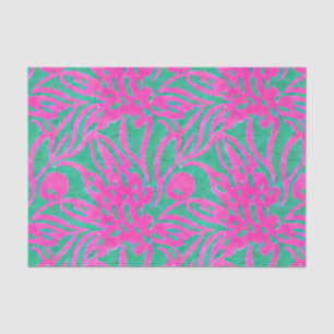 Waterverf Hete roze Aqua Oversize Damask Geïnspire Tissuepapier