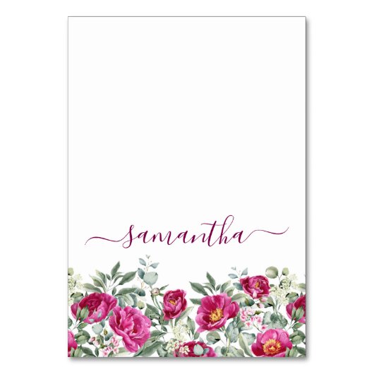 Waterverf Hete Roze Pioenen Individuele Plaats Kaa Kaart (Voorkant)