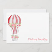 Waterverf heteluchtballon gepersonaliseerd briefpa notitiekaartje (Voorkant)