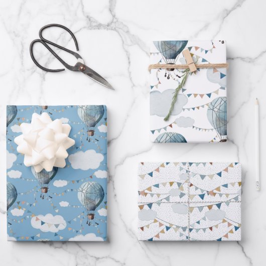 Waterverf heteluchtballon // inpakpapier vel (Voorkant)