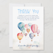 Waterverf heteluchtballonnen baby shower dank u bedankkaart (Voorkant)