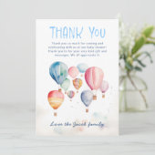 Waterverf heteluchtballonnen baby shower dank u bedankkaart (Staand voorkant)