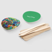 Waterverf heuveldorp met kleurrijke huizen handwaaier (Niet-gemonteerd)