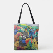 Waterverf heuveldorp met kleurrijke huizen tote bag (Achterkant)