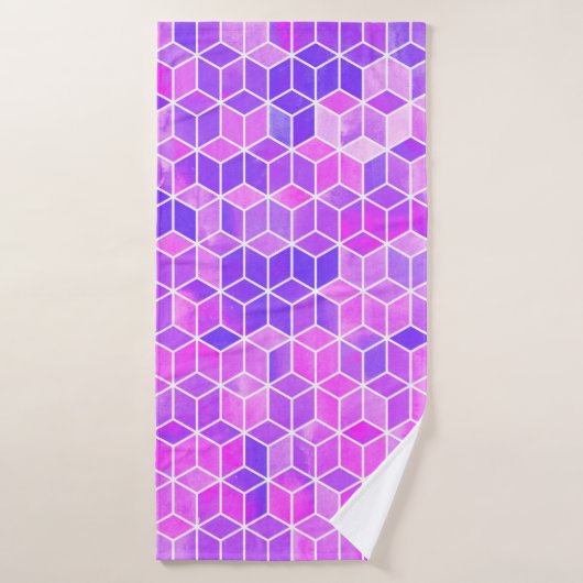 Waterverf hexagon illustratiepatroon badhanddoek (Badhanddoek)