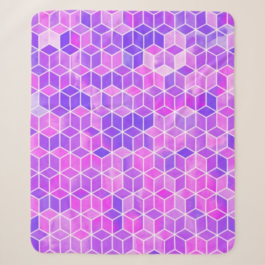 Waterverf hexagon illustratiepatroon sherpa deken (Voorkant)
