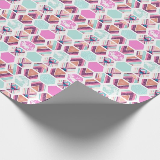 Waterverf Hexagon Patroon Cadeaupapier (Hoek)