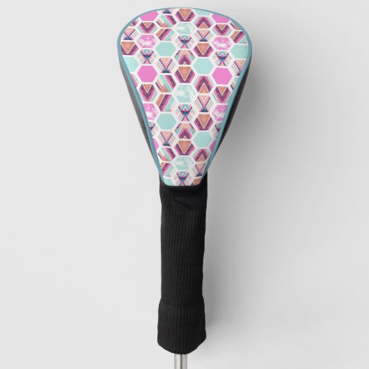 Waterverf Hexagon Patroon Golfheadcover (Voorkant)
