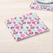 Waterverf Hexagon Patroon Kartonnen Onderzetters (Schuin)