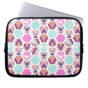 Waterverf Hexagon Patroon Laptop Sleeve