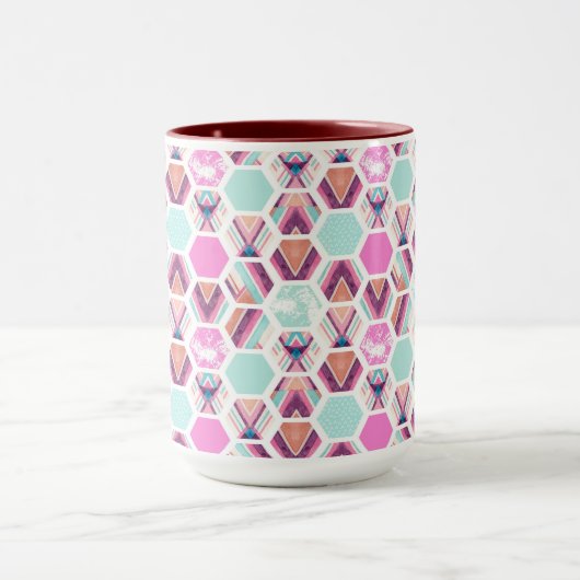 Waterverf Hexagon Patroon Mok (Midden)