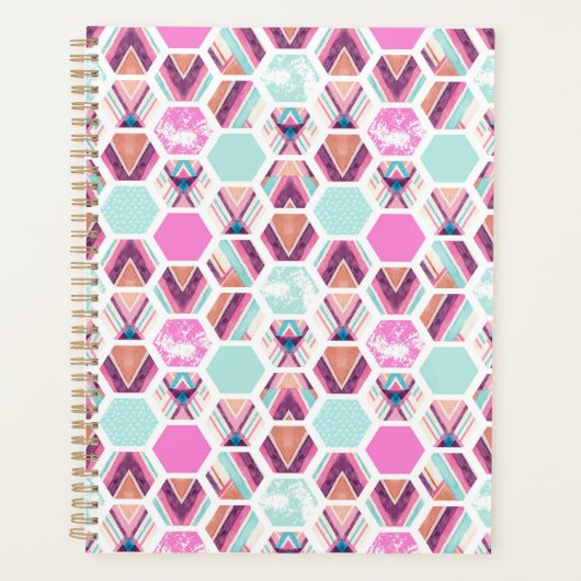 Waterverf Hexagon Patroon Planner (Voorkant)