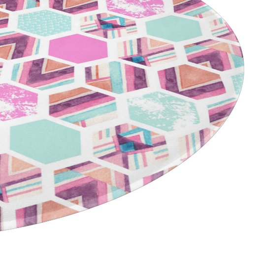 Waterverf Hexagon Patroon Snijplank (Hoek)