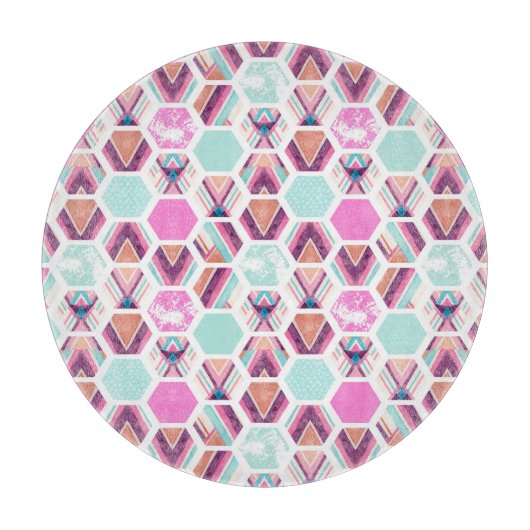 Waterverf Hexagon Patroon Snijplank (Voorkant)