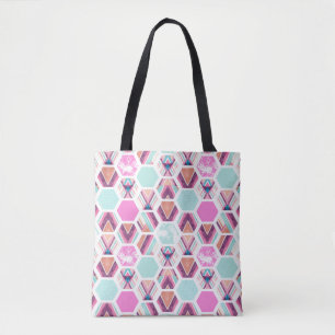 Waterverf Hexagon Patroon Tote Bag