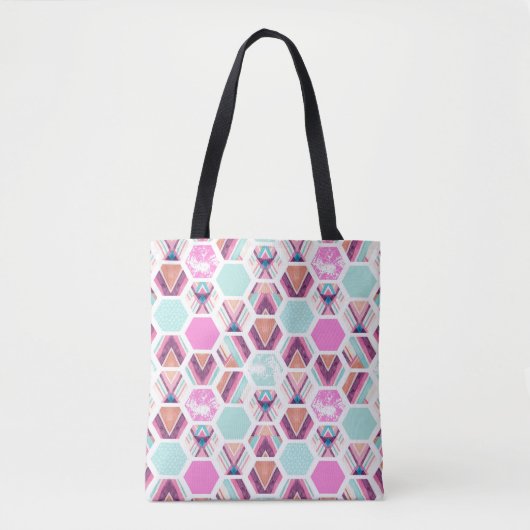 Waterverf Hexagon Patroon Tote Bag (Voorkant)