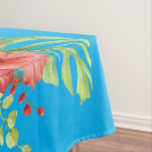 Waterverf Hibiscus Bloemen op Blauw Tafelkleed (Voorbeeld)