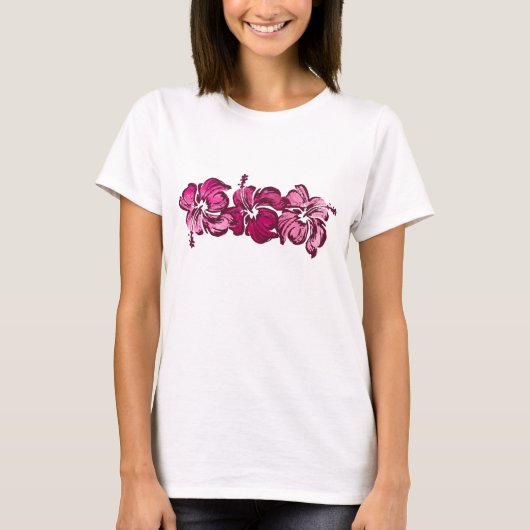 Waterverf Hibiscus Dames T-shirt i (Voorkant)