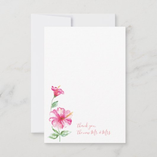Waterverf Hibiscus Dank u wel Notitiekaartje (Voorkant)