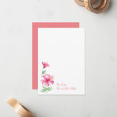 Waterverf Hibiscus Dank u wel Notitiekaartje (Voorkant / Achterkant in situ)