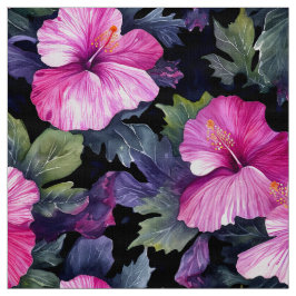 Waterverf Hibiscus (Dark III) Stof