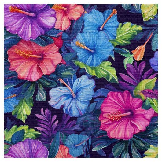 Waterverf Hibiscus (Dark IV) Stof (Swatch)