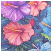 Waterverf Hibiscus (Dark IV) Stof (Close Up)