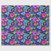 Waterverf Hibiscus (Dark IV) Wrapping Paper Roll Cadeaupapier (Vlak)