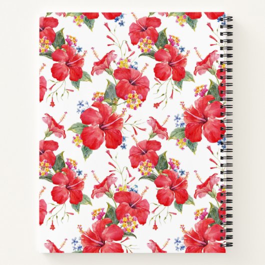 Waterverf Hibiscus en Lantana Patroon Custom Notitieboek (Achterkant)