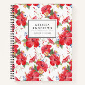 Waterverf Hibiscus en Lantana Patroon Custom Notitieboek (Voorkant)