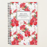 Waterverf Hibiscus en Lantana Patroon Custom Planner<br><div class="desc">Tropische aangepaste planner met waterverf van rode hibiscus en kleurrijke lantana's. Personaliseer door jouw naam of korte zin toe te voegen. Deze tropische bloemmolen planner zal perfect zijn als een persoonlijk geschenk. Overeenkomende objecten zijn beschikbaar.</div>