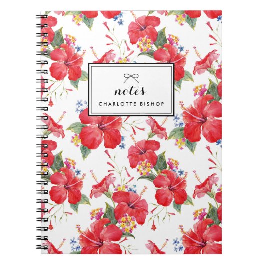 Waterverf Hibiscus en Lantana Pattern Notitieboek (Voorkant)
