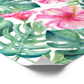 Waterverf Hibiscus en Monstera Leaves Poster (Hoek)
