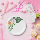 Waterverf Hibiscus en tropisch gebladerte Papieren Bordje (Feest)