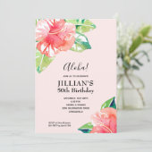 Waterverf Hibiscus Flowers Birthday Kaart (Staand voorkant)