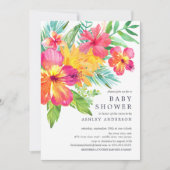 Waterverf Hibiscus Flowers Tropisch Baby shower Kaart (Voorkant)