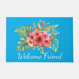 Waterverf Hibiscus Flowers Welkom Deurmat