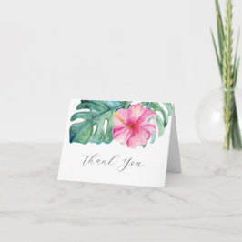 Waterverf Hibiscus gepersonaliseerd gevouwen Notitiekaartje