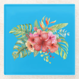 Waterverf Hibiscus Glazen Onderzetter