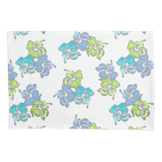 Waterverf Hibiscus Hawaiian Floral Omkeerbaar Kussensloop (Voorkant)