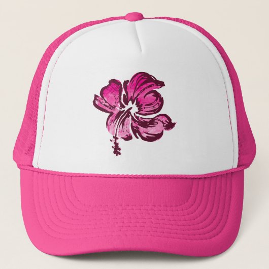 Waterverf Hibiscus Hawaiian Floral Trucker Pet (Voorkant)